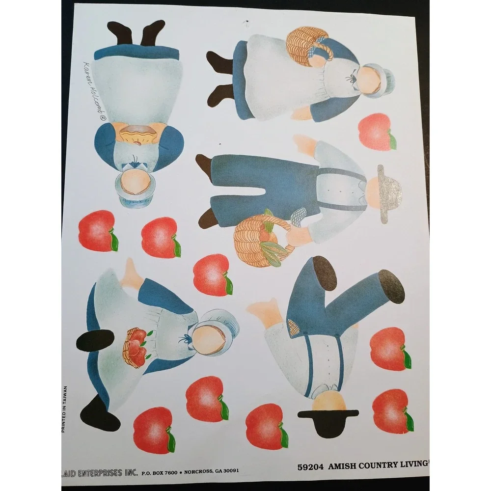 Plaid Apple Bits‎ Wood Cut Outs Paste Patterns Craft Kit No 59204 Amish Country